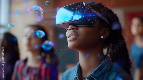 Vibrant Diverse Group of Students Learning with AR for Educational Photography