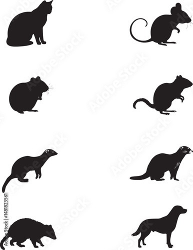 Rodent and Small Animal Silhouettes  Vector Set for Wildlife and Pet Designs