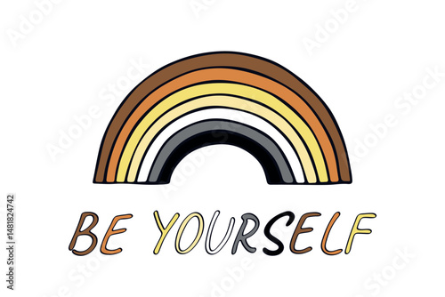 Colorful rainbow shape Bear brotherhood pride flag Happy pride day LGBTQIA community Pride Month Vector hand drawn doodle for posters, stickers, logo, cards