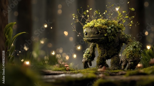Fantasy creature, mossy, forest, mystical