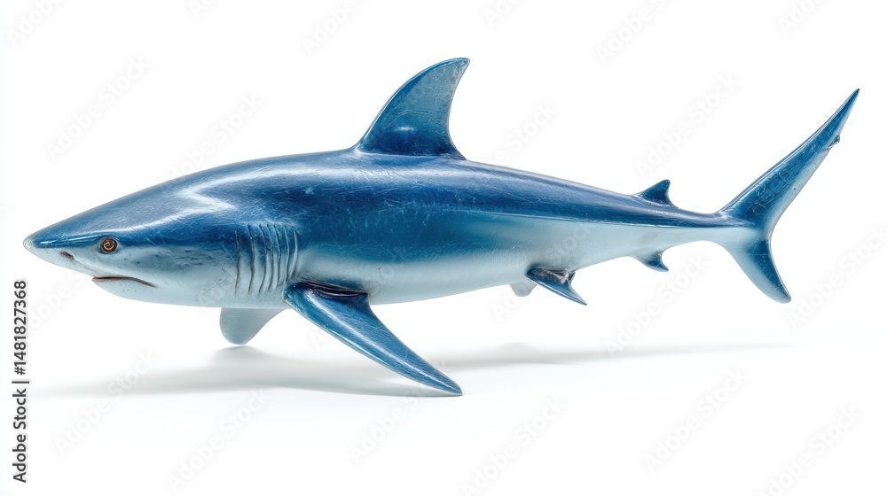 Fototapeta premium Realistic blue shark, detailed illustration
