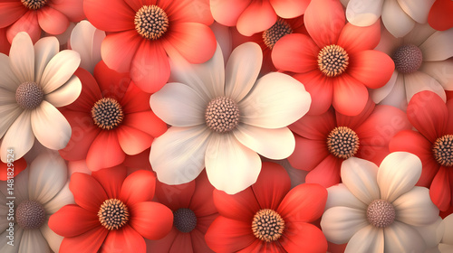 Blurred red white flower abstract background