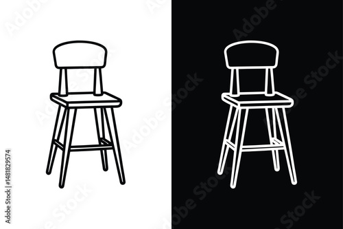 High Chair Icon Vector. Modern Outline Design for UI and Print