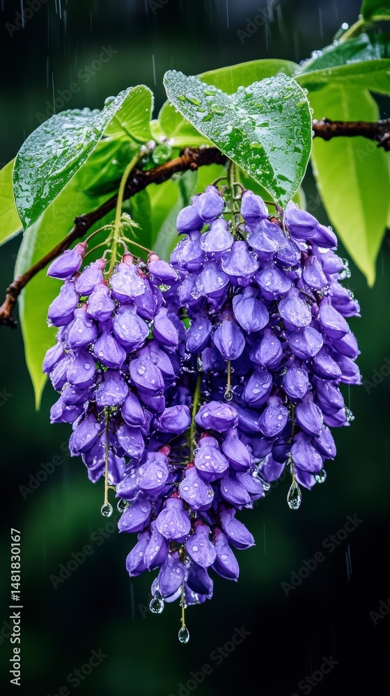Stunning Purple Wisteria Blossoms in the Rain Stunning Purple Wisteria Blossoms in the Rain