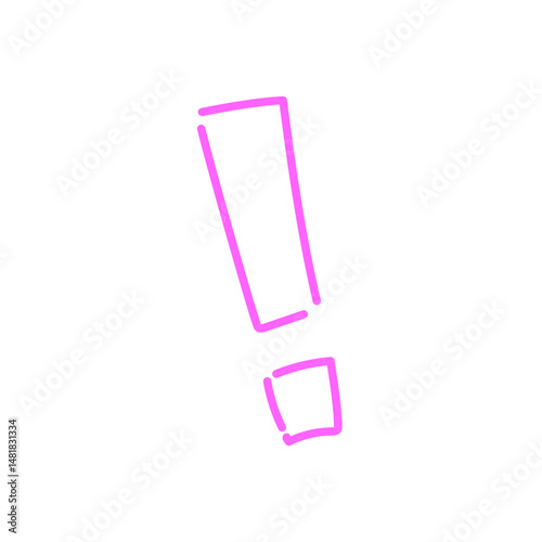 手描き風ポップな感嘆符マーク（エクスクラメーション）・蛍光ピンクのイラストアイコン
