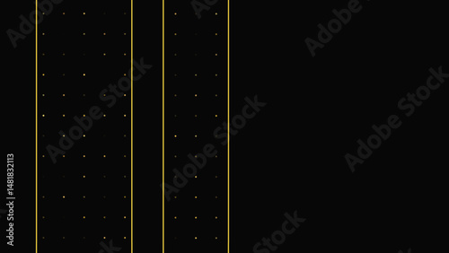Dark background with golden lines and glittering dots