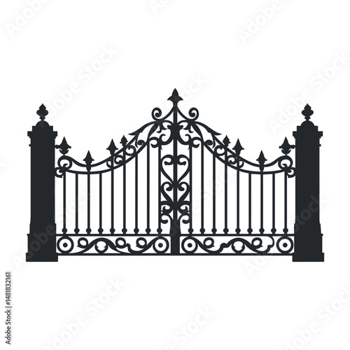 wrought iron entry gate illustration