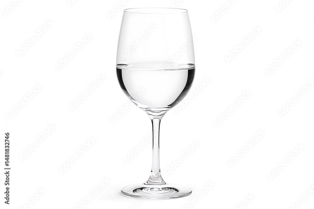 wine glass, half-filled with water, stands elegantly wine glass, half-filled with water, stands elegantly
