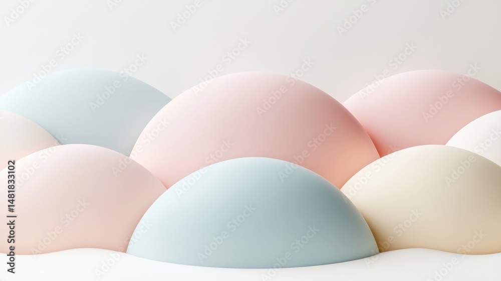 Fototapeta premium Soft, pastel-colored spheres arranged in a gentle wave pattern.