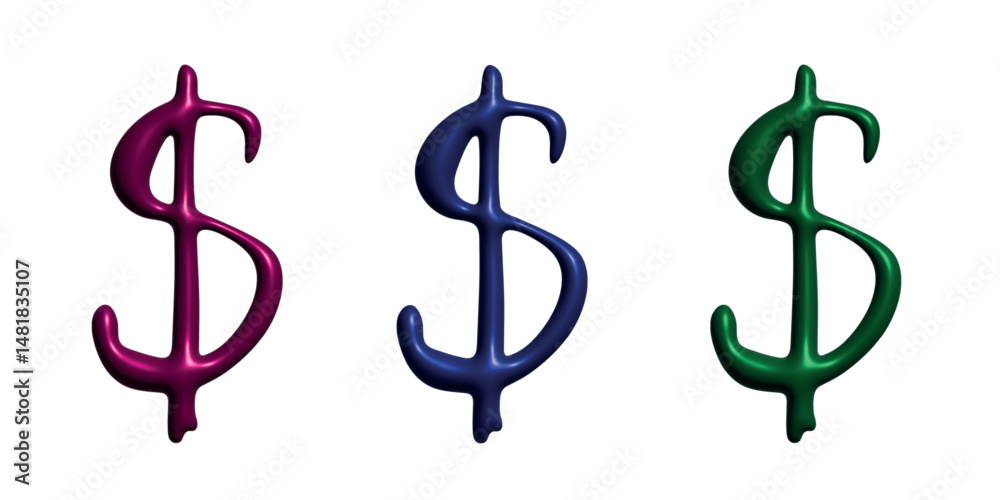 Fototapeta premium 3d dollar currency symbol set Single element for design