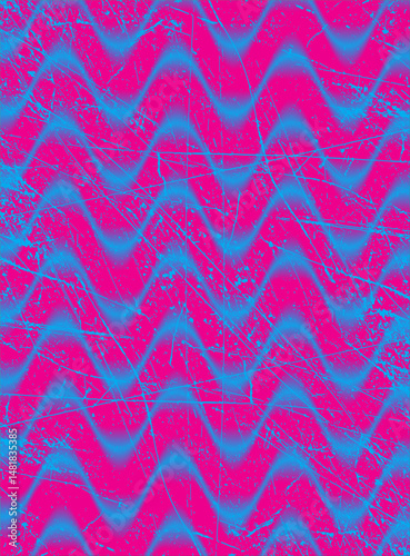 Zigzagged magenta texture with blue streaks