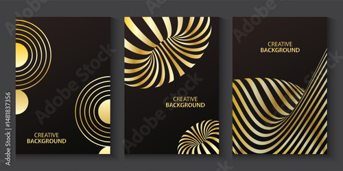 Abstract Geometric gold Linear flayer, cover, card background design collection. modern design, printable posters, banners, template concept design.