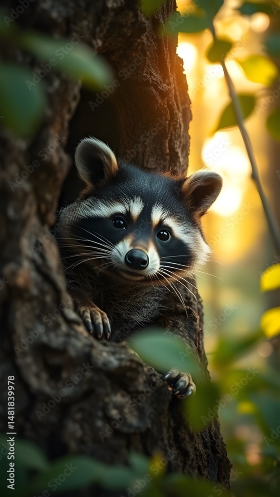 Obraz premium Raccoon in the woods.