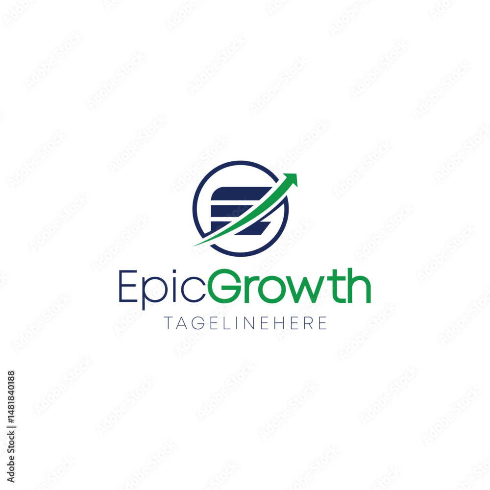 Epic Growth Modern E Letter Logo with Upward Arrow Business Growth Finance Success Emblem Epic Growth Modern E Letter Logo with Upward Arrow Business Growth Finance Success Emblem