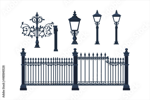 Wrought Iron Fence Seamless Art Deco