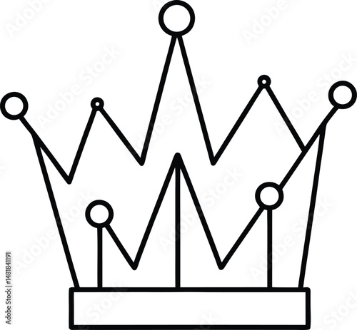 Simple outline illustration of a royal crown perfect for design and iconography projects