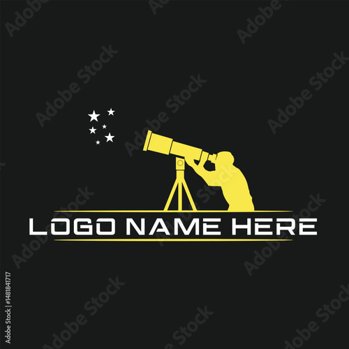 Man watching the star with telescope vector image