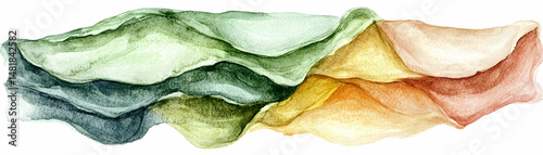 Abstract Watercolor Landscape Painting: Earthy Tones and Flowing Forms