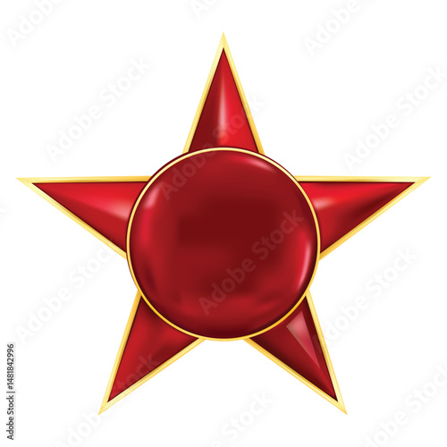 Red USSR soviet star 3D shape. The five-pointed star, the emblem of the Soviet Union