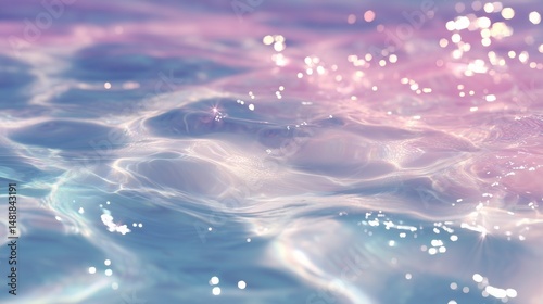 パステルカラーに輝くプールの水面