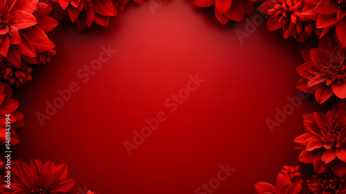 Red Flowers Bloom Vibrantly on Red Background