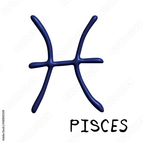 3d pisces zodiac sign Esoteric symbol Astrology clipart Element for design