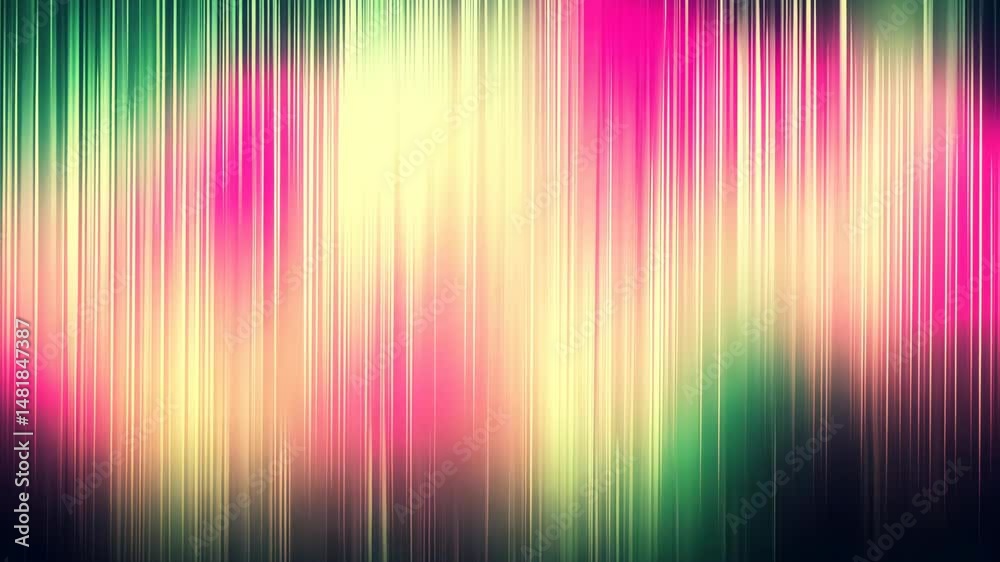 Vibrant abstract background with blurred motion effect featuring vertical lines and colorful gradients in pink, yellow, and green hues