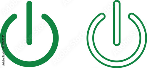 Power on button icon set. Turn on switch button. On toggle switch buttons. On vector with green color collection isolated on transparent background.