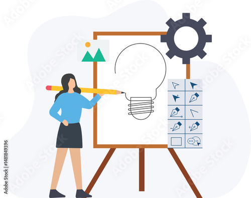 Creative process or idea generation, brainstorming sessions or collaborative thinking, concept development or conceptualization, design thinking or problem-solving approach, innovation strategy 