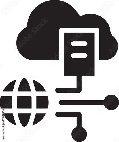 abstract cloud icon, minimalist art, modern graphic design, simple vector illustration, digital art, clean shapes and forms, high contrast