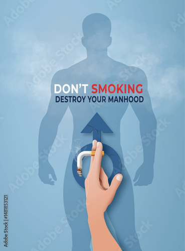 Vector illustration about men’s health and sexual effects of smoking