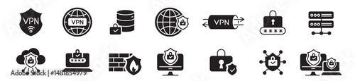 VPN icon set. Editable vector icons collection.
