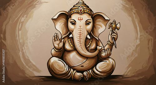 Serene Ganesha: Hindu Deity in Meditative Pose