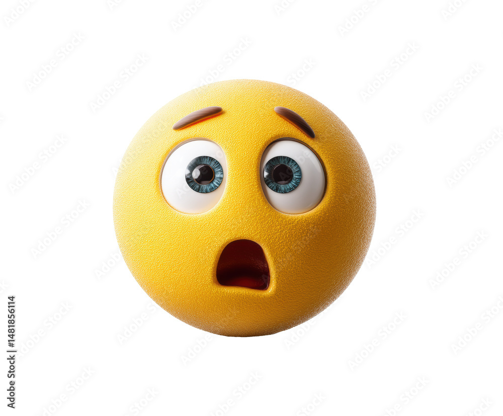 Fototapeta premium Surprised emoji with big eyes and open mouth for expressions