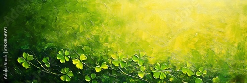 St patrick's day themed green background with gold accents and clover pattern ideal for festive designs holiday promotions and springtime marketing materials