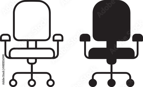 office chair, ergonomic chair, swivel chair, adjustable chair, blue chair, minimalist chair design, vector illustration