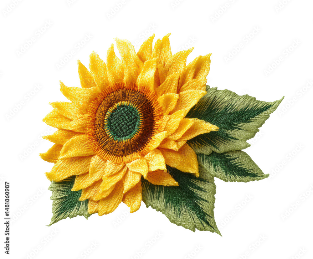 Fototapeta premium Bright sunflower embroidery design for crafts and decor