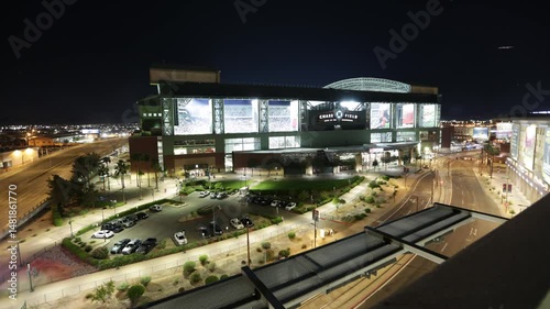 Phoenix Arizona Diamondbacks Downtown Chase Field Night Spring Timelapse 4K