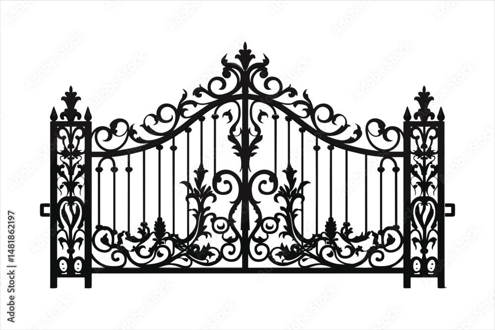 wrought iron entry gate illustration wrought iron entry gate illustration