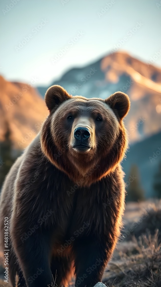 Fototapeta premium A grizzly bear in the Rocky Mountains.