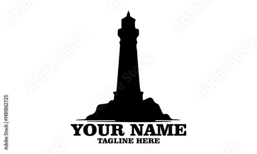 Old lighthouse with cylindrical tower vector illustration. art and Classic and beacon lighthouse vector set, lighthouse logo icon design