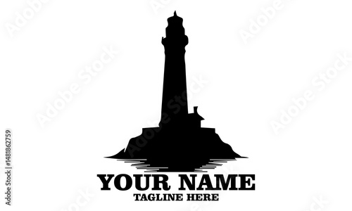Old lighthouse with cylindrical tower vector illustration. art and Classic and beacon lighthouse vector set, lighthouse logo icon design