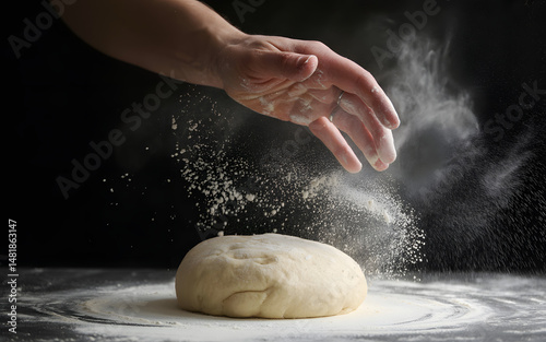 baker kneading dough