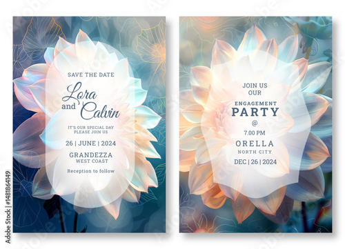 Luxury blooming art wedding invitation template, business brochure template, flyer design, universal background, versatile vector background, creative brochure template, party invitation template