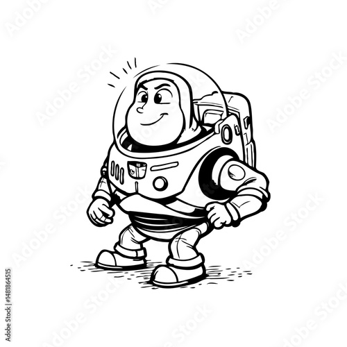 Stylized Cartoon Space Explorer Ready for Adventure Illustration, Future Journey
