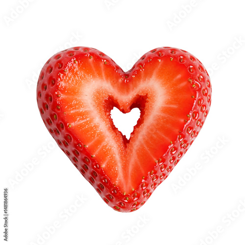 Heart Shaped Strawberry Slice - Love Fruit Concept Png