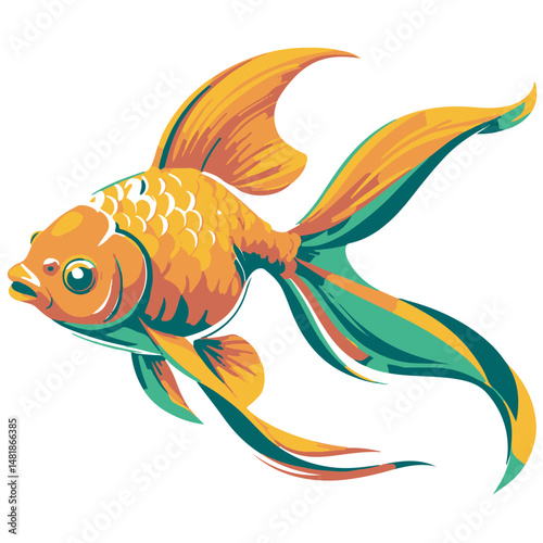 Artistic vector illustration of a majestic koi fish symbolizing strength, serenity, and perseverance. Rendered in high detail with elegant curves and fluid motion, 