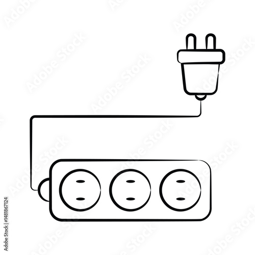Here is a trendy doodle style icon of power cord
