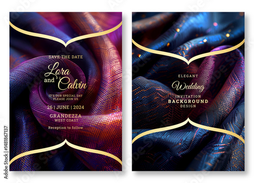 Luxury textile art wedding invitation template, business brochure template, flyer design, universal background, versatile vector background, creative brochure template, party invitation template