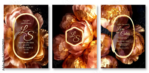 Luxury rose floral wedding invitation template, business brochure template, flyer design, universal background, versatile vector background, creative brochure template design, party invitation